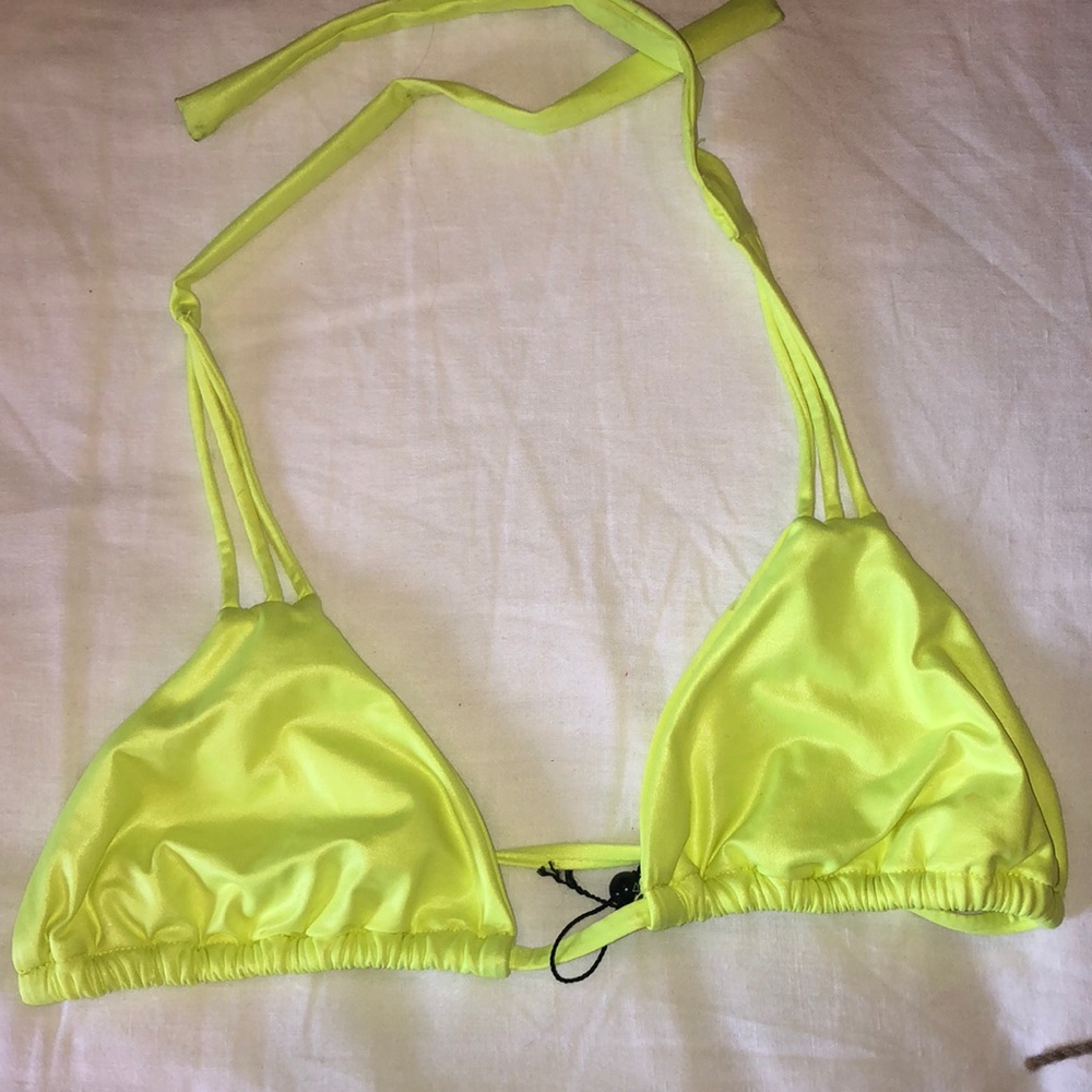 Neon yellow triangle bikini top